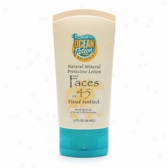 Ocean Poti0n Suncare Fool Mineral Protective Lotion, Faces Spf 45, Tinted Sunblock