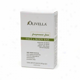 Olivellq All Natural 100% Vigin Olive Oil Face & Body Soap, Fragrance Free