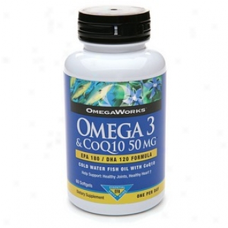 Omegaworks Omega 3 & Coq10 50mg Epa 180 / Dha 120, Softgels