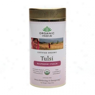 Organic India Tulsi Tea Looose Leaf Canister, Raspberry Peach