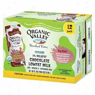Organized Valley 1% Lowfat Milk, (12-8oz Single Servings), Chocolate