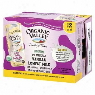 Organic Valley 1% Lowfat Milk, (12-8oz Single Servings), Vanilla