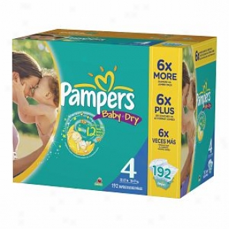 Pampers Baby Dry Diapers, Economy Plus Pack, Size 4, 16-34lbs, 192 Ea