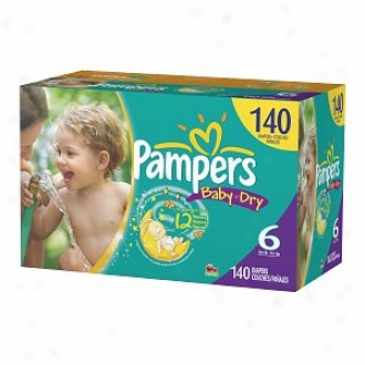 Pampers Baby Dry Diapers, Economy Plus Pack, Size 6, 37+ Lbs, 140 Ea