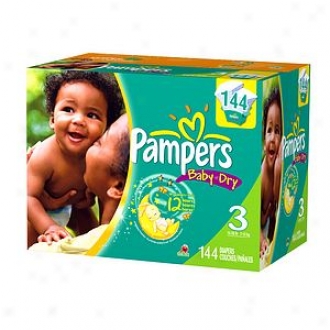 Pampers Baby Dry Diapers, Value Pack, Size 3, 16-28 Lbs, 144 Ea