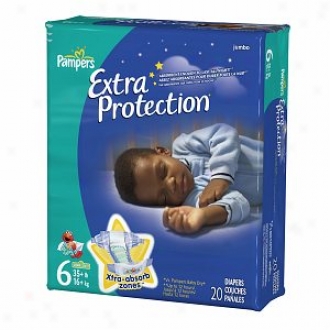 Pampers Extra Protection Diapers, Jumbo Burden, Size 6, 37+ Lbs, 20 Ea