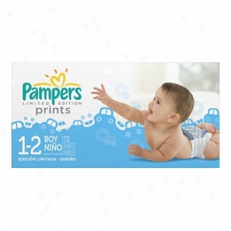 Pampers Limited Edition Prints Diapers Because of Boys, Size 1-2, 66 Ea