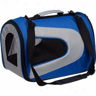 Pet Life Folding Zippered Sporty Mesh Carrier Large, Blue And Greu