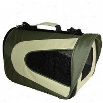 Pet Life Folding Zippered Sporty Mesh Carrier Small, Green And Khaki