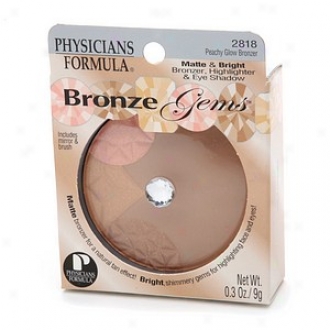 Physicians Formula Bronze Gems Matte & Bright Bronzer Hibhlighter & Eye Shadow, Peachy Glow Bronzer 2818