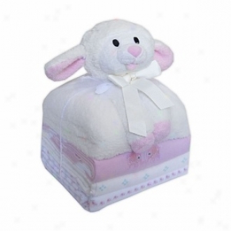 Piccolo Bambino Cuddly Pal With 3 Flannel Receiving Blankets Sheep