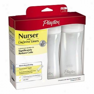 Playtex Drop-ins System Nurser Bottles With Slow Flow Nipples, (0-3+ Months), 8 Oz