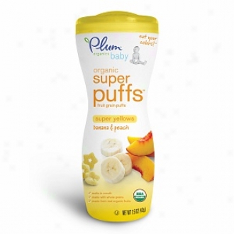 Plum Organics Baby Super Puffs Fruit & Veggie Grain Puffs, Yellows - Banana & Peach