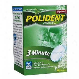 Polident 3 Minute, Antibacterial Denture Cleanser, Triple Mint Freshness