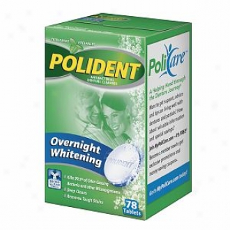 Polident Overnight Whitening, Antibacterial Denture Cleanser, Triple Mint Freshness