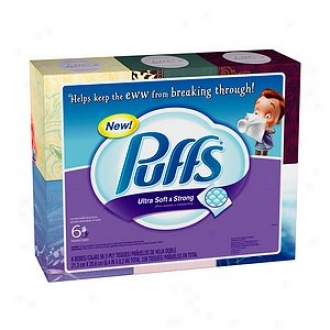 Puffs Extreme Soft & Strong Facial Tissues, 6 Boxes (56 Count Each)