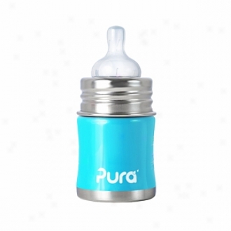 Pura Kiki Stainless Steel Infant Bottle With Slow Flow Nipple (5oz), Aqua Blue