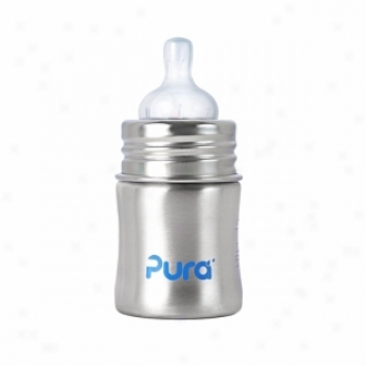 Pura Kiki Stainless Steel Infant Botle With Slow Flow Nipple (5oz), Natural