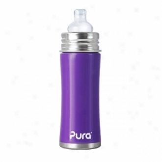 Pura Kiki Stainless Steel Toddler Bottle With Silicone Sip Spout (11oz), Grape