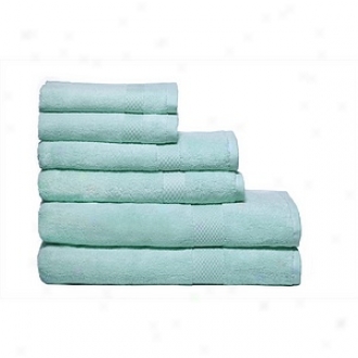 Pure Fiber Organic Combed Cotton Bath Towel 6 Pcs Set, Blue