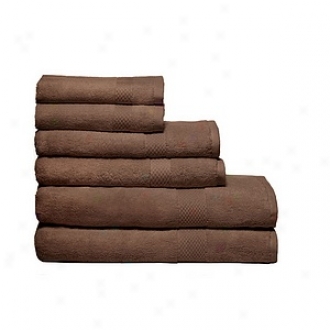 Pure Fiber Organic Combed Cotton Bath Towel 6 Pcs Set, Chocolate