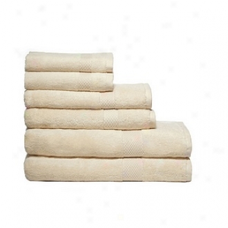 Pure Fiber Organic Combed Cotton Bath Towel 6 Pcs Set, Ecru