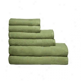 Pure Fiber Orgnaic Combed Cotton Bath Towel 6 Pcs Set, Sage Green