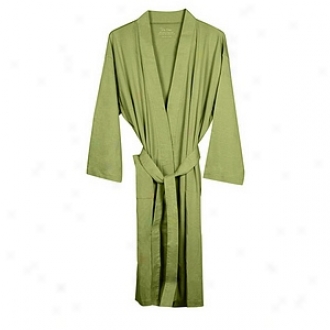 Pure Fiber Organic Combed Cotton Knitted Bathrobe One Sizing Fits All, Sage Grwen