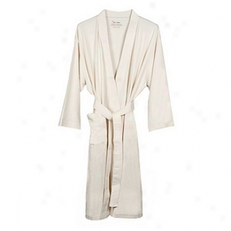 Pure Fiber Organic Combed Cotton Knitted Bathrobe One Size Fits All, Ecru