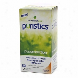 Purstics Pure Protection 100% Organic Cotton Tampons Non-applicator, Super Plus