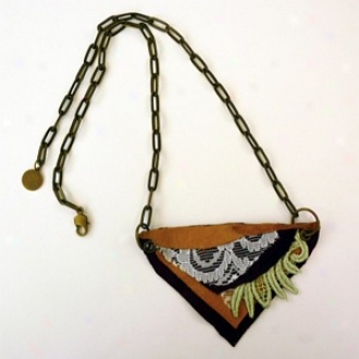 Rachel Paula Lace And Leather Collage Necklace