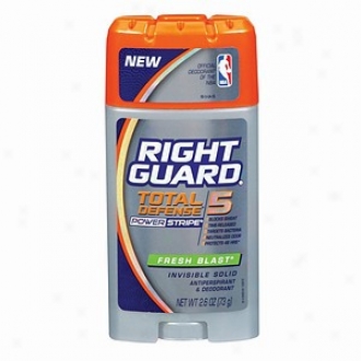 Right Guard Total Defense 5 Powerstripe, Antiperspirant & Deodorant Invisible Solid, Fresh Blast