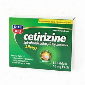 Rite Aid Cetirizine Hydrochloride Allergy Tabletx, 10 Mg