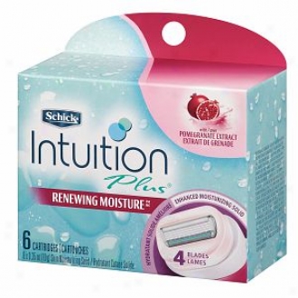 Schick Intuition Plus Refill Cartridges, Renewing Moisture, With Pomegranate Extract