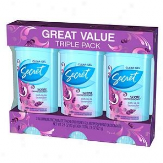 Secret Scent Expressions Antiperspirant ∓ Deodorant Invisible Solod, Triple Pack, Ooh-la-la Lavender