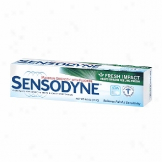 Sensodyne Toothpaste For Swnnsitive Teeth With Fluoride, Maximum Strength, Fresh Impact