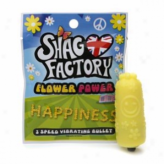 Shag Factory Flower Power 3 Speed Vibrating Bullet, Happiness/yellow