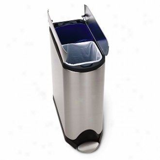 Simplehuman Butterfly Step Recycler, Fingerprint-proof Brushed Stainless Steel, 20+20 Liters/ 5.3+5.3 Gallons