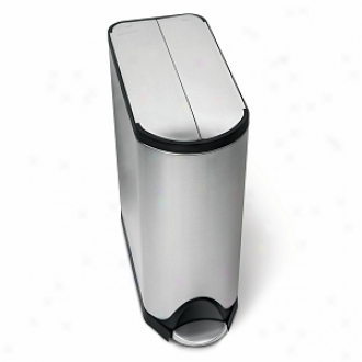 Simplehuman Butterfly Step Trash Can, Fingerprint-proof Brushed Stainless Steel, 38 Liters /10 Gallons