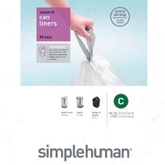 Simplehuman Custom Fit Trash Can Liner C, 10-12 Liters / 2.6- 3.2 Gallons, Liner C, 2.6- 3..2 Gallons, 20 Ea