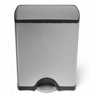 Simplehuman Rectangular Stwp Trash Can, Fingerprint-proof Brushed Stainless Steel, 50 Liters /13 Gallons