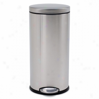 Simplehuman Round Step Trash Can, Fingerprint-proof Brushed Stainless Steel, 30 Liters /8 Gallons