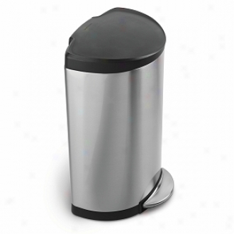 Simplehuman Semi-round Step Trash Can, Brushed Stainless Steel, 40 iLters / 10.5 Gallons