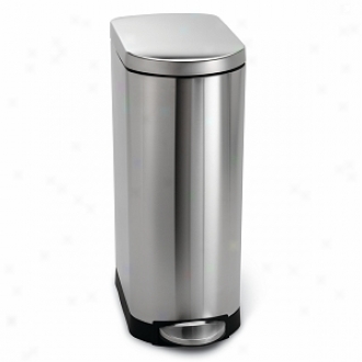 Simplehuman Slim Step Trash Can, Fingerprint-proof Brushed Stainless Steel, 35 Lietrs /9 Gallons