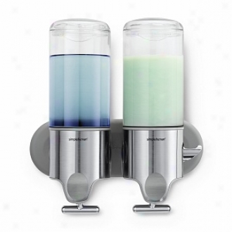 Simplehuman Spotless Steel Wall-mount Pumls, Shampoo & Soap Dispenser, Twin