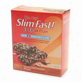 Slim-fast 3-2-1 Plan 200 Calorie Meal Bars, Sweet & Salty Chocolate Almond