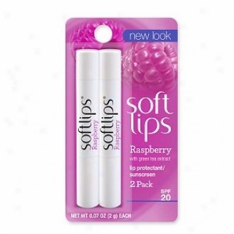 Softlips Lip Protectant/sunscreen Spf 20, Relative length Gang, Raspberry With Green Tea Extract
