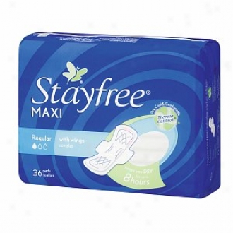 Stayfree Maxi Pads, Regular With Wings