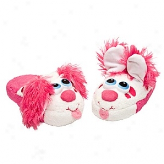 Stompeez Perky Pink Puppy Slippers Small Kids/tweens, Medium - Usa Size 11.5-4