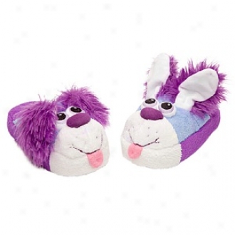 Stompeez Playful Blue Puppy Slippers Teens/adults, Large - Usa Size 5-9